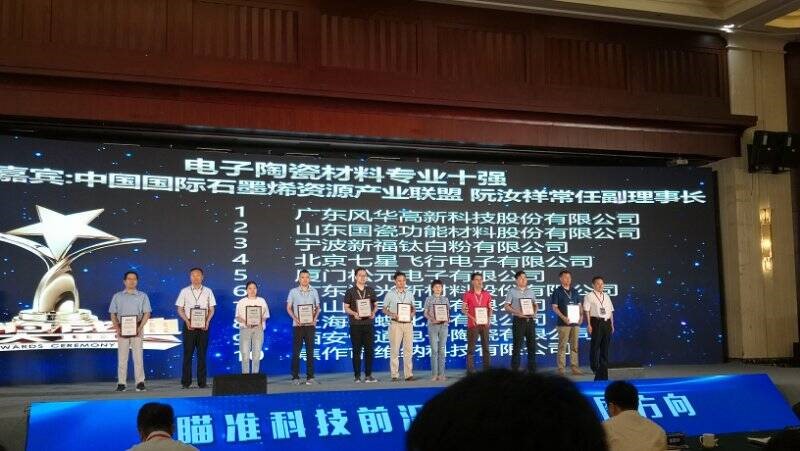 利来国际高科荣获“中国电子材料行业五十强企业”和“中国电子材料行业电子陶瓷材料专业十强企业”称号
